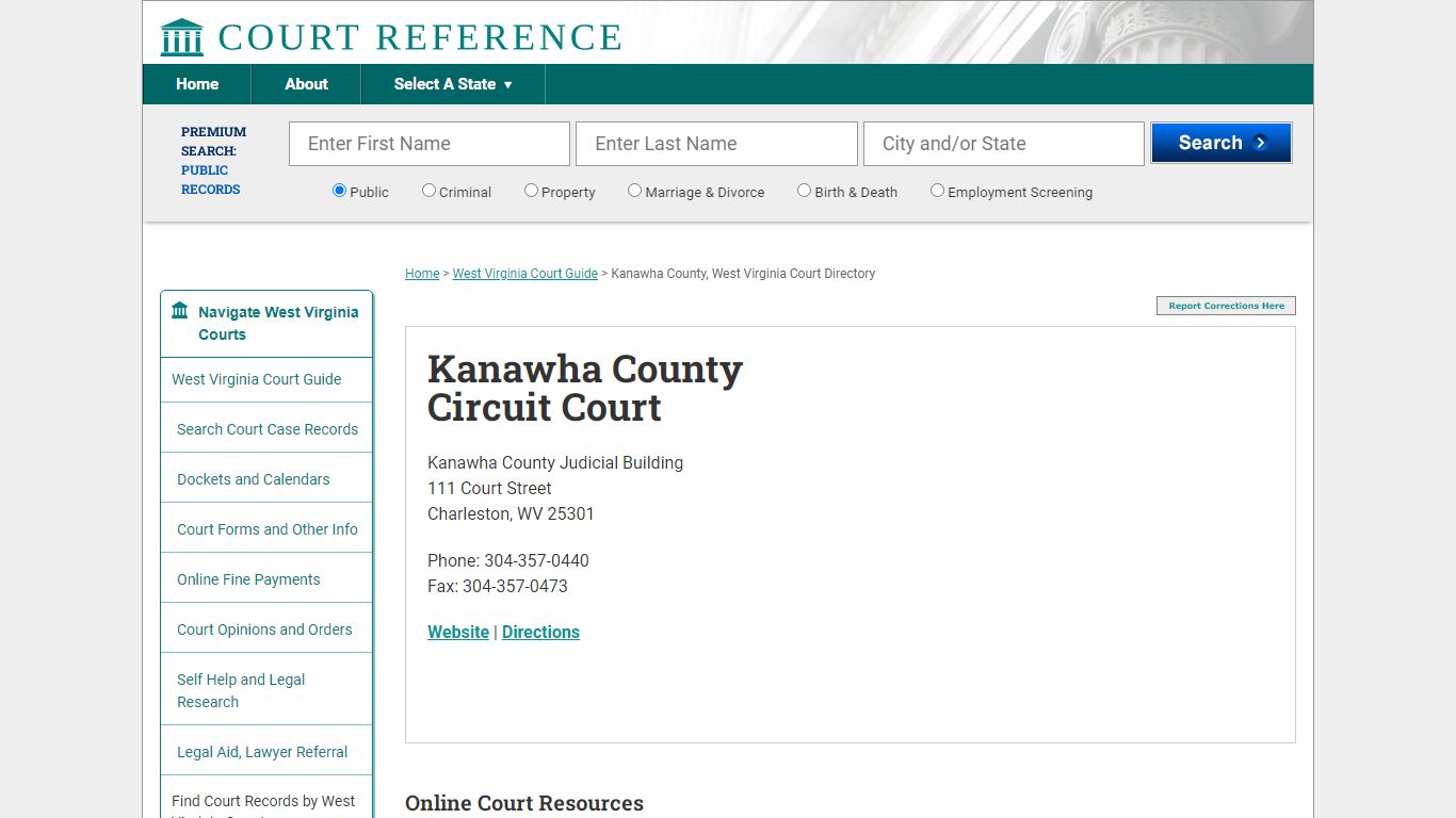 Kanawha County Circuit Court - CourtReference.com